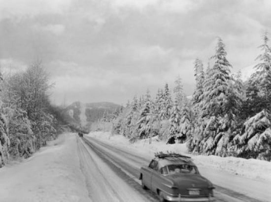 USA Washington Cascade Mountains icy highway Canvas Art - (18 x 24)