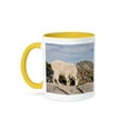 thumbnail image 1 of 3dRose, USA, Washington, Cascade Range, Upper Enchantments, Mountain goat ewe., 11oz Two-Tone Yellow Mug, 1 of 3