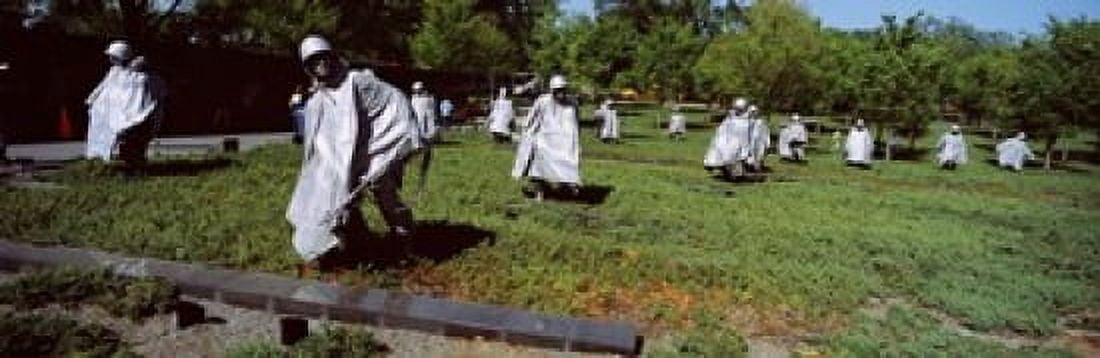 USA Washington DC Korean War Memorial Statues in the field Canvas Art - Panoramic Images (18 x 6)