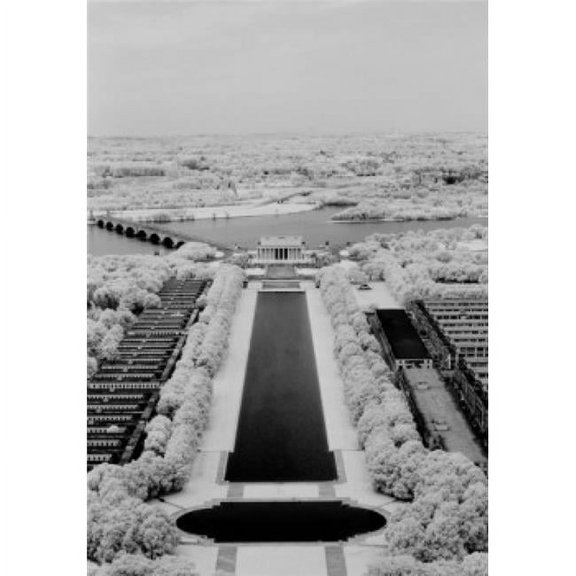 USA Washington DC View From Washington Monument View Showing Lincoln Memorial Navy Dept Buildings & Arlington Poster Print - 18 x 24 in.