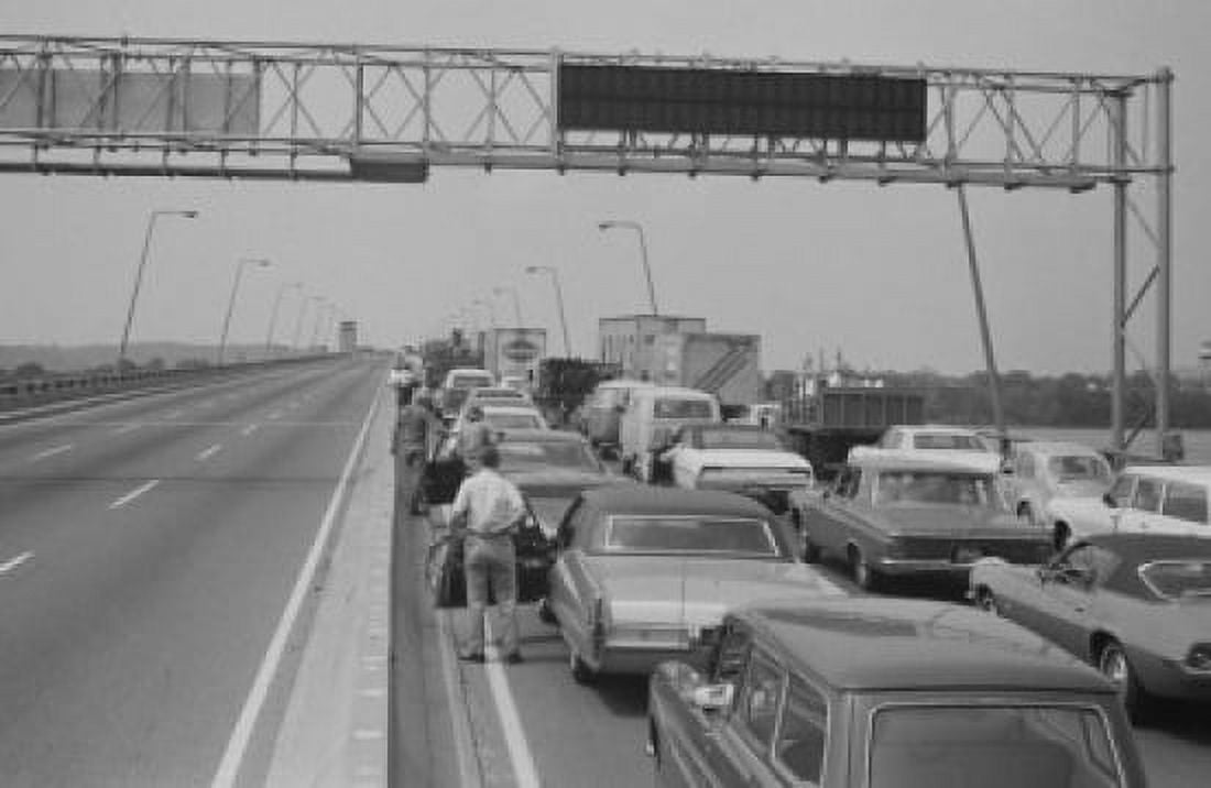 USA Washington DC Woodrow Wilson Bridge traffic jam Canvas Art - (18 x 24)