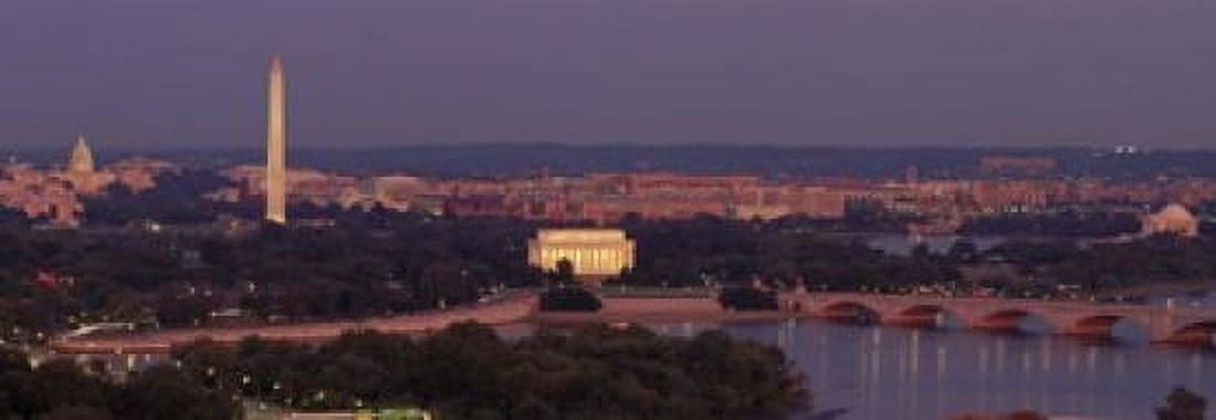 USA Washington DC aerial night Canvas Art - Panoramic Images (18 x 7)