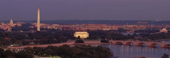 USA Washington DC aerial night Canvas Art - Panoramic Images (36 x 13)