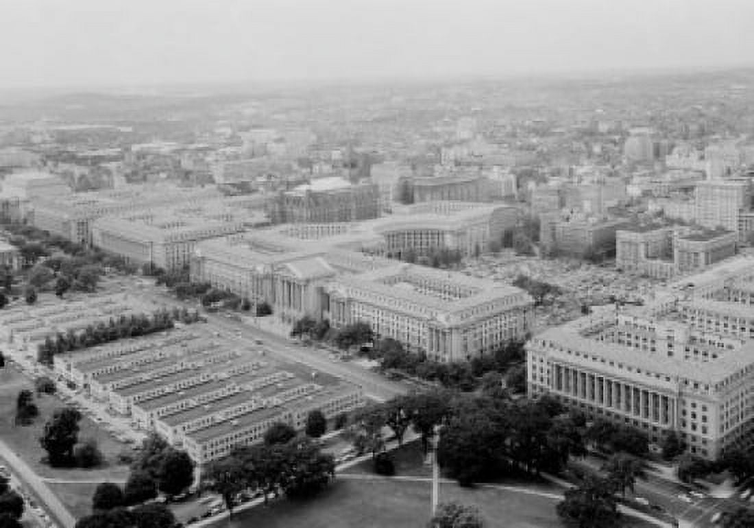 USA Washington DC view from Washington Monument showing Constitution Avenue Canvas Art - (18 x 24)