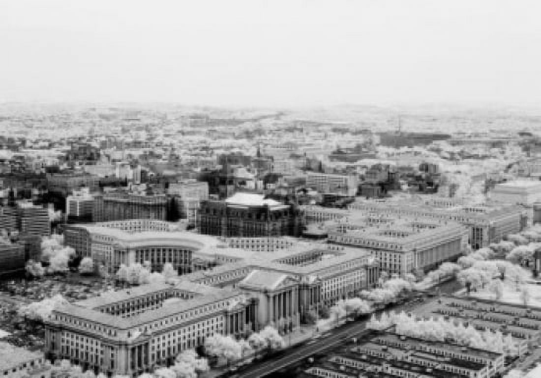 USA Washington DC view from Washington Monument showing Constitution avenue Canvas Art - (18 x 24)