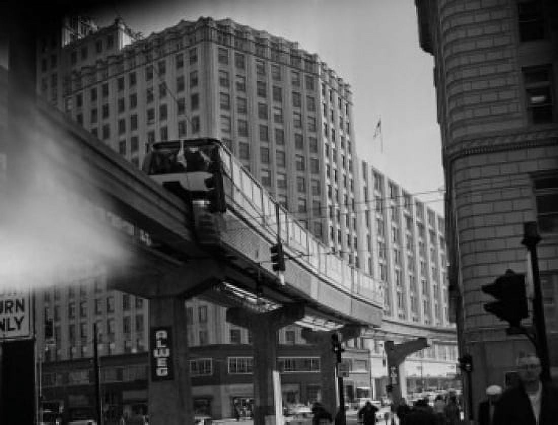 USA Washington Monorail that goes from the Seattle Worlds Fair Grounds to downtown Seattle Canvas Art - (18 x 24)