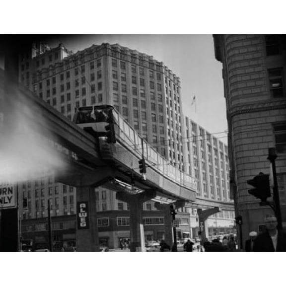 USA Washington Monorail that goes from the Seattle Worlds Fair Grounds to downtown Seattle Canvas Art - (18 x 24)