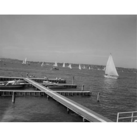 USA Washington Seattle Sailing on Lake Washington Poster Print - 18 x 24 in.