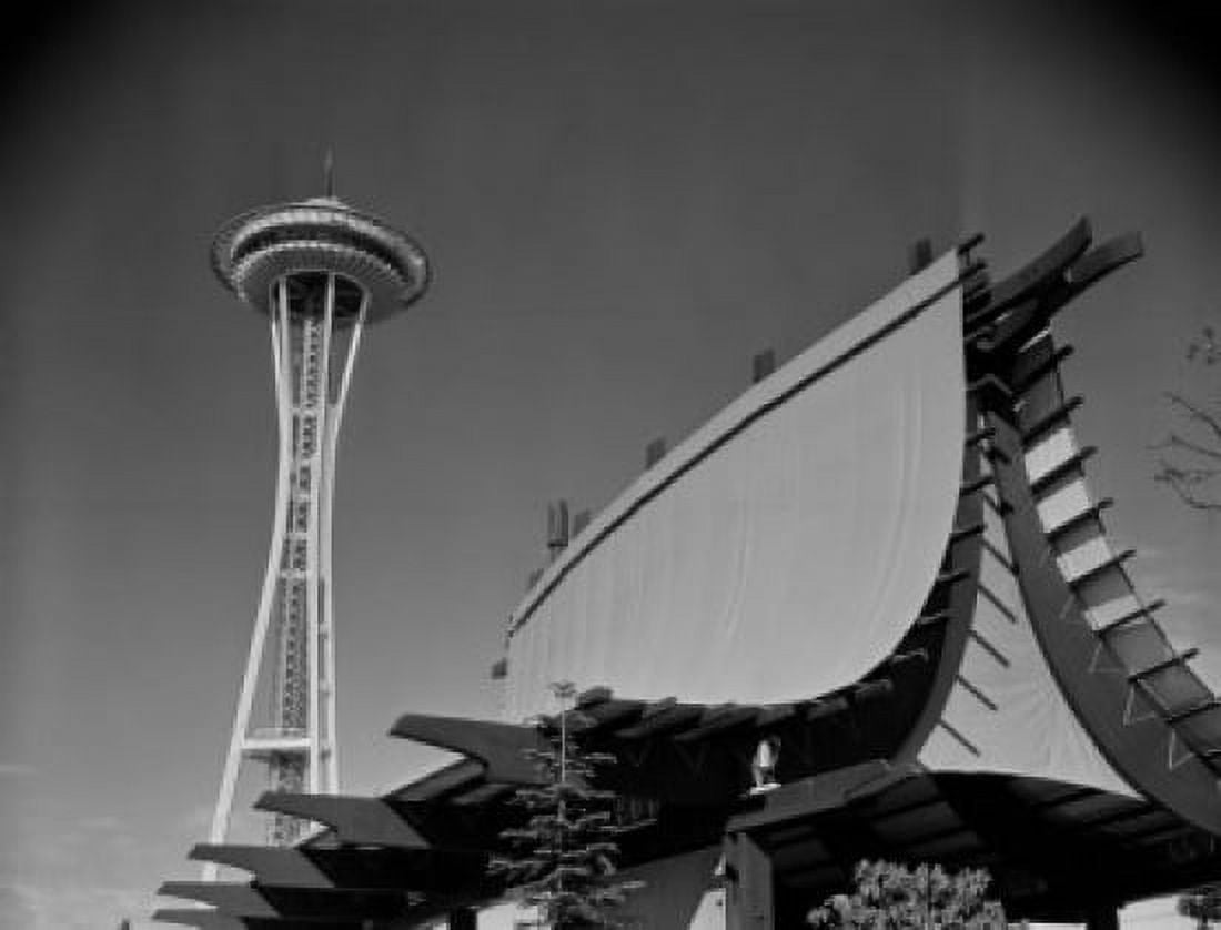 USA Washington Seattle Worlds Fair pagoda in foreground Space Needle in background Canvas Art - (24 x 36)