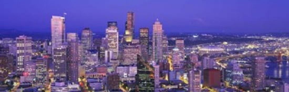 USA Washington Seattle cityscape at dusk Canvas Art - Panoramic Images (18 x 6)