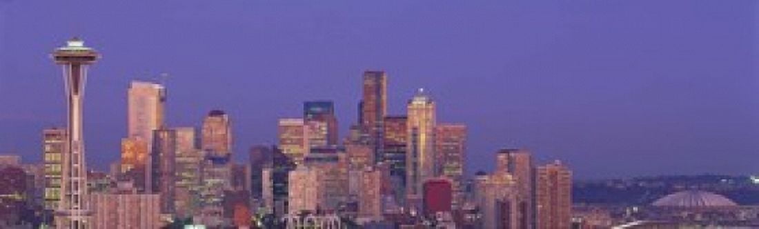 USA Washington Seattle cityscape at twilight Canvas Art - Panoramic Images (15 x 5)