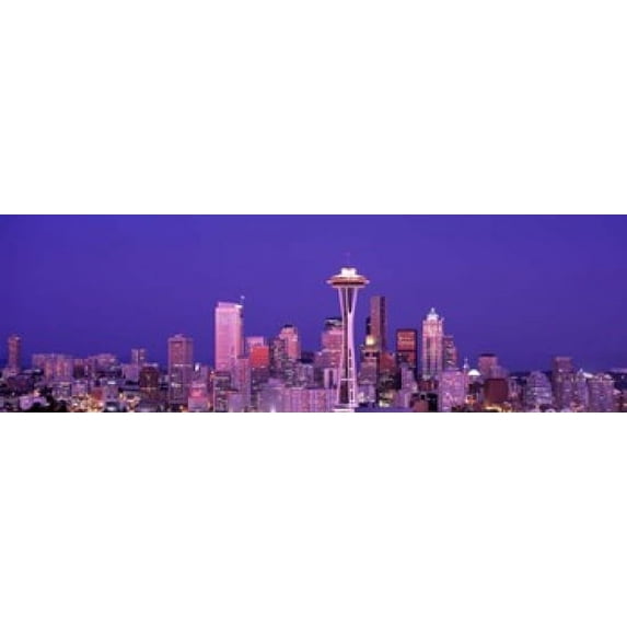 USA, Washington, Seattle, night Poster Print (18 x 6)