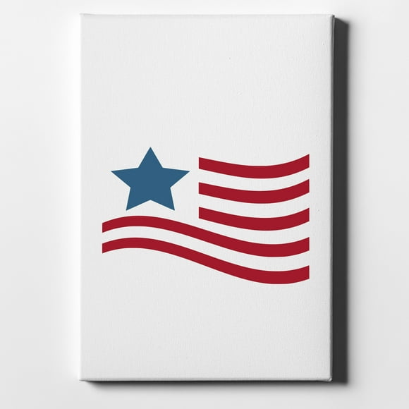 USA Waving Flag Red White & Blue - 11" x 14" - Decorative Canvas Wall Art - White Edge - 5/8" Gallery Wrapped