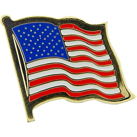 USA Wavy Flag Lapel Pin - Officially Licensed Patriotic Emblem - 1 Inch Enamel