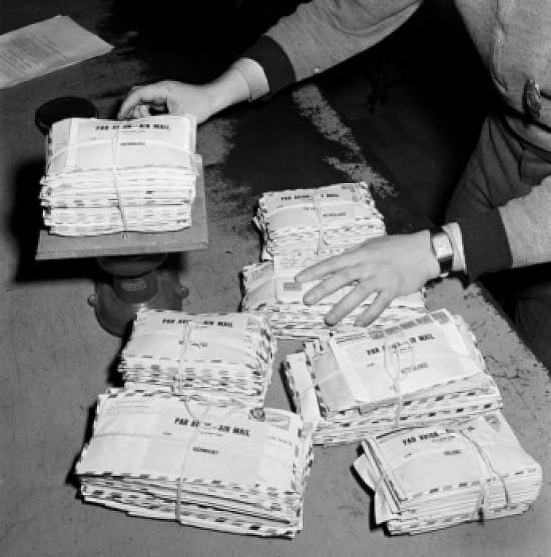 USA Weighing foreign Air-Mail at US Post Office Canvas Art - (18 x 24)
