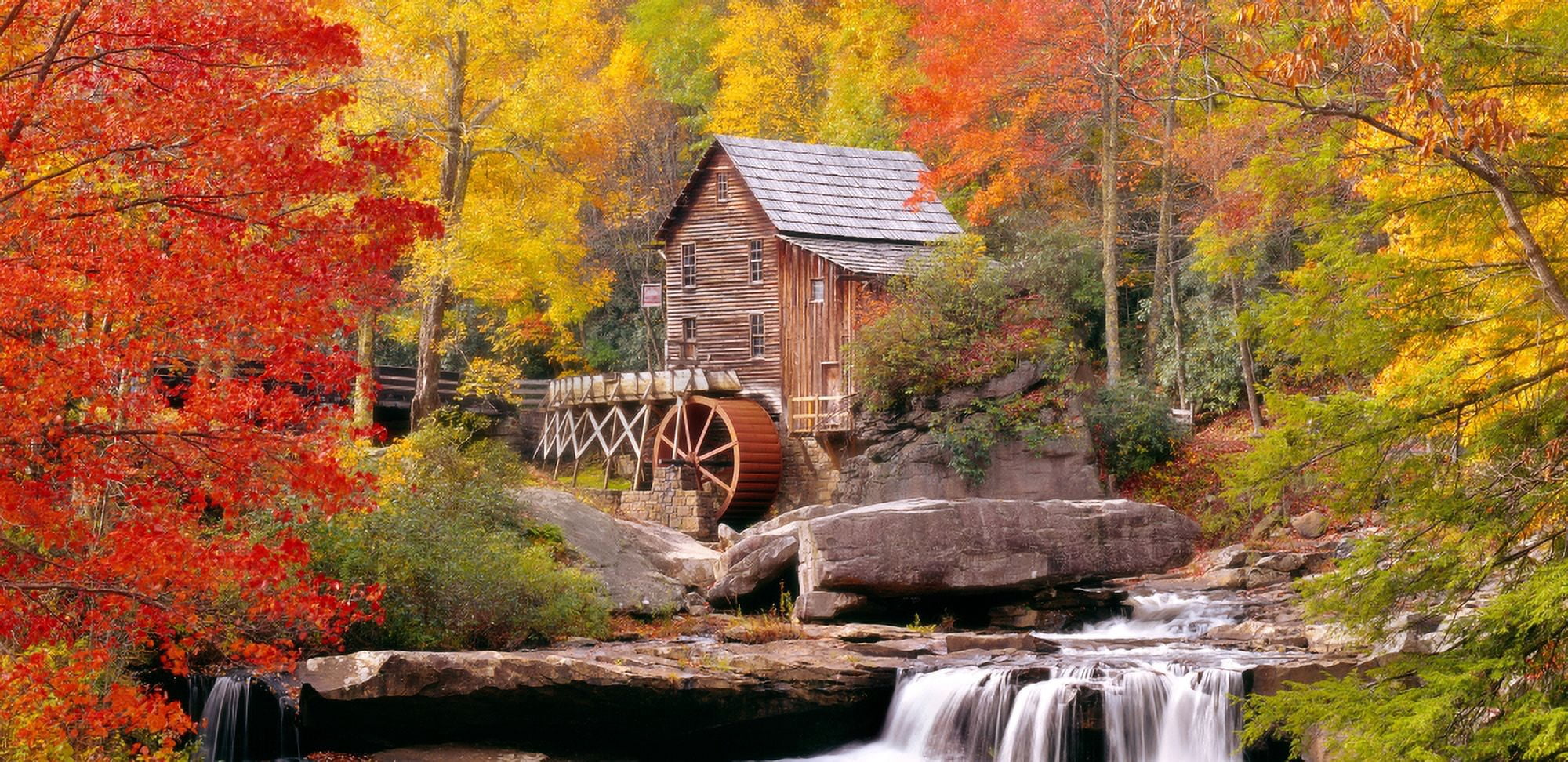 USA West Virginia Glade Creek Grist Mill Babcock St Park Canvas Art - Panoramic Images (19 x 9)