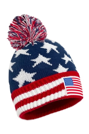 USA Winter Soccer Beanie, Acrylic, Red White Blue, Adult