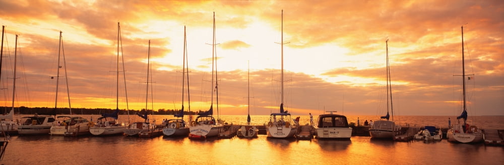 USA Wisconsin Door County Egg Harbor sunset Canvas Art - Panoramic Images (27 x 9)