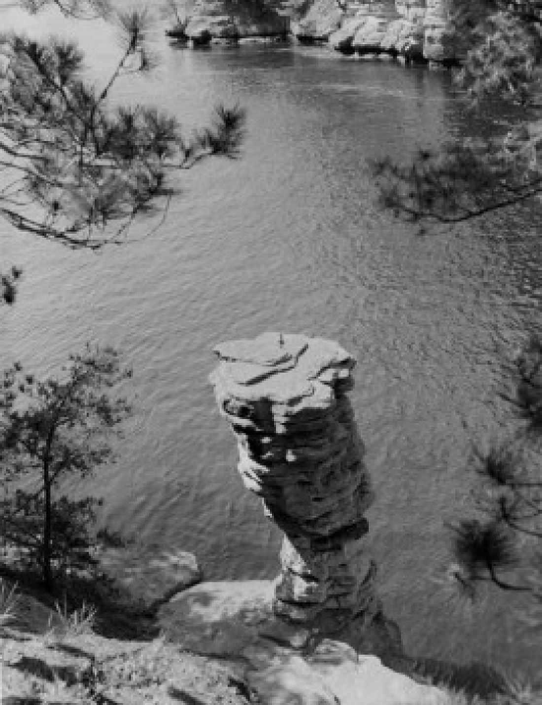 USA Wisconsin chimney rock formation seen at upper Dells Canvas Art - (18 x 24)