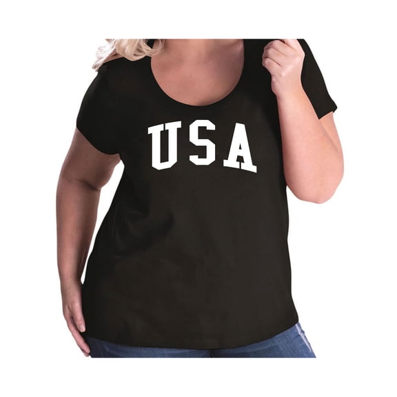 USA Womens Plus Size Scoopneck Tee