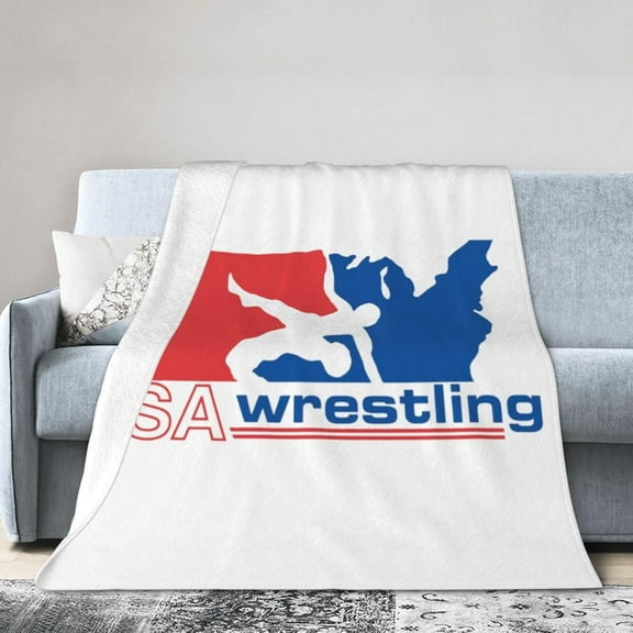 USA Wrestling Fleece Blanket, Very Soft Microfiber Flannel Blanket for Couch Warm and Cozy for All Seasons