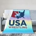 thumbnail image 1 of USA Wrestling Fleece Blanket, Very Soft Microfiber Flannel Blanket for Couch Warm and Cozy for All Seasons, 1 of 6