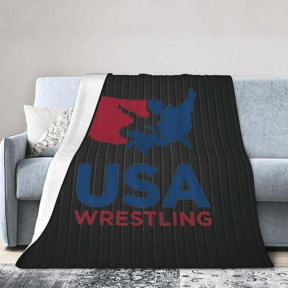 USA Wrestling Fleece Blanket, Very Soft Microfiber Flannel Blanket for Couch Warm and Cozy for All Seasons