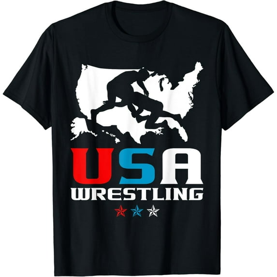 USA Wrestling Independence Day American Flag Wrestler Sports T-Shirt