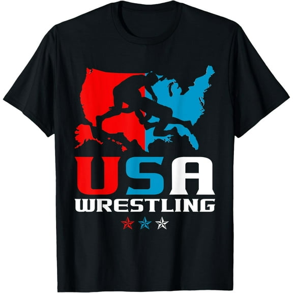 USA Wrestling Independence Day American Flag Wrestler Sports T-Shirt