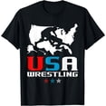 thumbnail image 1 of USA Wrestling Independence Day American Flag Wrestler Sports T-Shirt, 1 of 3