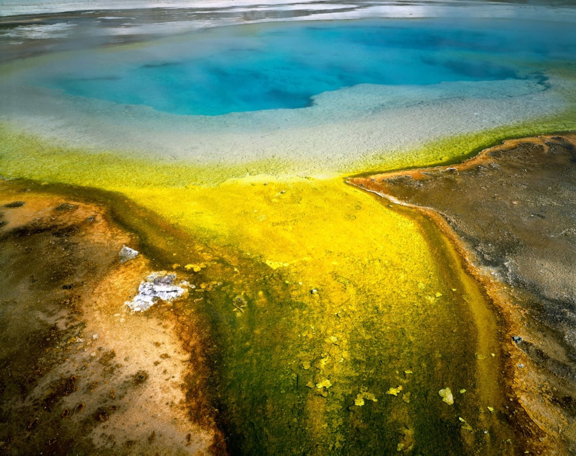 USA Wyoming Yellowstone National Park Rainbow Pool Steam erupting from the pool Canvas Art - Panoramic Images (12 x 36)