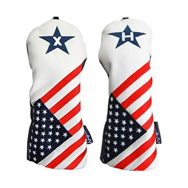 USA X & H Headcover Patriot Golf Vintage Retro Patriotic Fairway Wood and Hybrid Head Cover Fits All Modern Fairway Wood and Hybrid Clubs