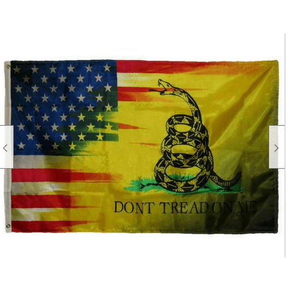 USA & YELLOW SNAKE Gadsden Culpeper TEA PARTY FLAG 3X5' Don't Tread on me 2ND