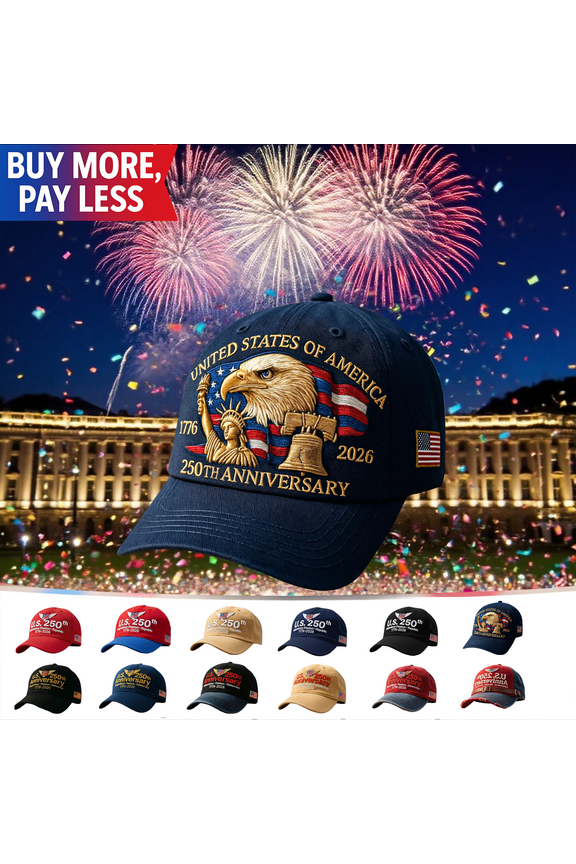 USA anniversary cap, Patriotic Eagle Embroidered Baseball Hat, Retro Washed Adjustable Fit, Celebrate 250 Years of American Liberty and Independence for Men and Women