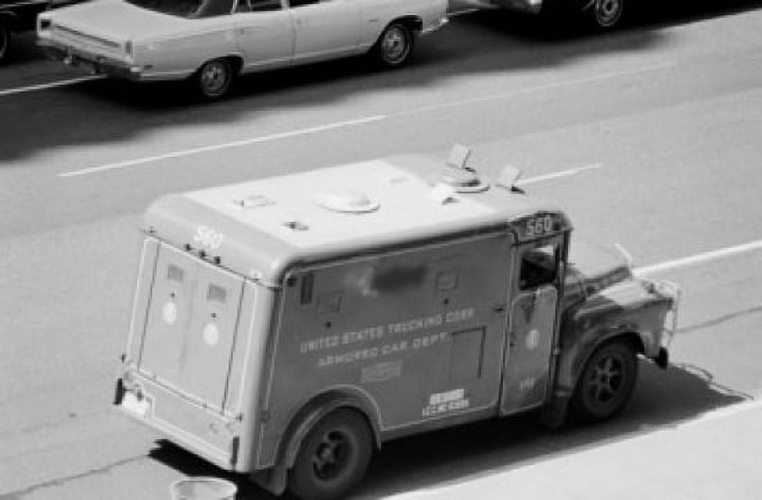 USA armored truck on street Canvas Art - (18 x 24)