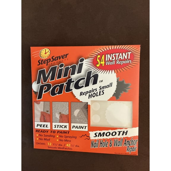 USA made Stepsaver self-adhesive Mini Patch Smooth Wall Repair patches kit (62 small hole repairs)