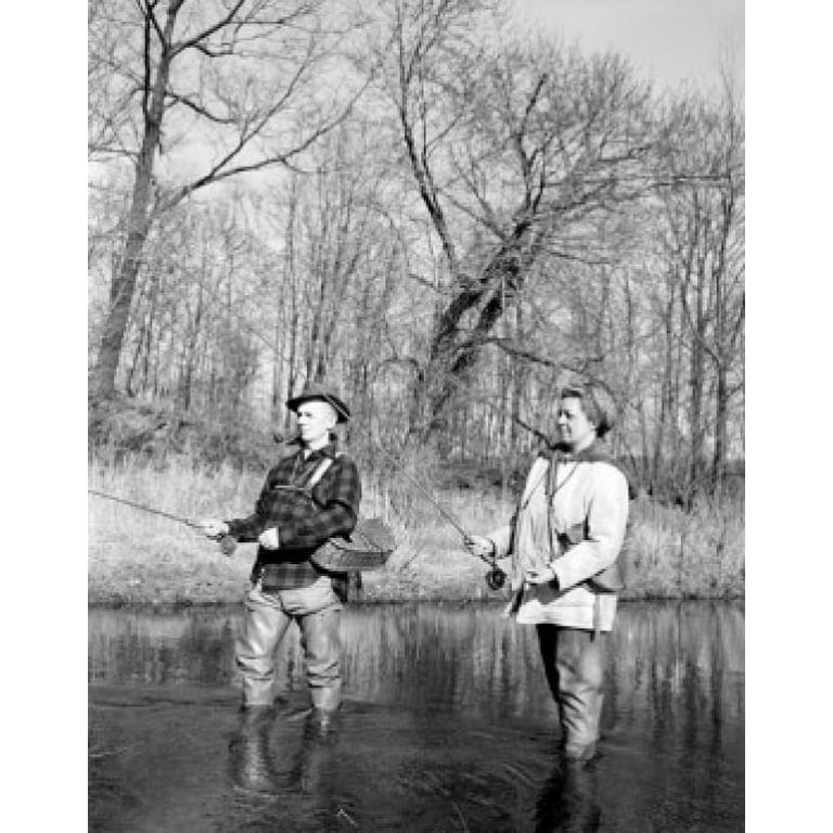 USA, retired couple trout fishing Poster Print (24 x 36) 