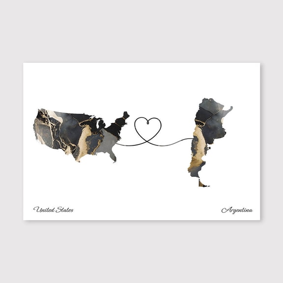 USA to Argentina Country Map Wall Decor – Minimalist Neutral Canvas Art – 8x12 inch