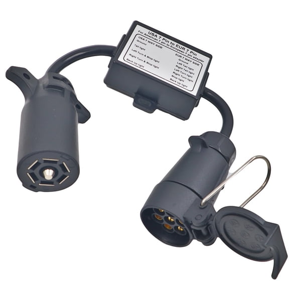 USA to EU Trailer Light Converter US 7-Way Blade Socket to EU 7-Pin Round Plug