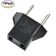 USA to Europe Asia Plug Adapter Travel Wall Power Plug Outlet Converter Adapter - 10 Pack