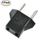 USA to Europe Asia Plug Adapter Travel Wall Power Plug Outlet Converter Adapter - 5 Pack