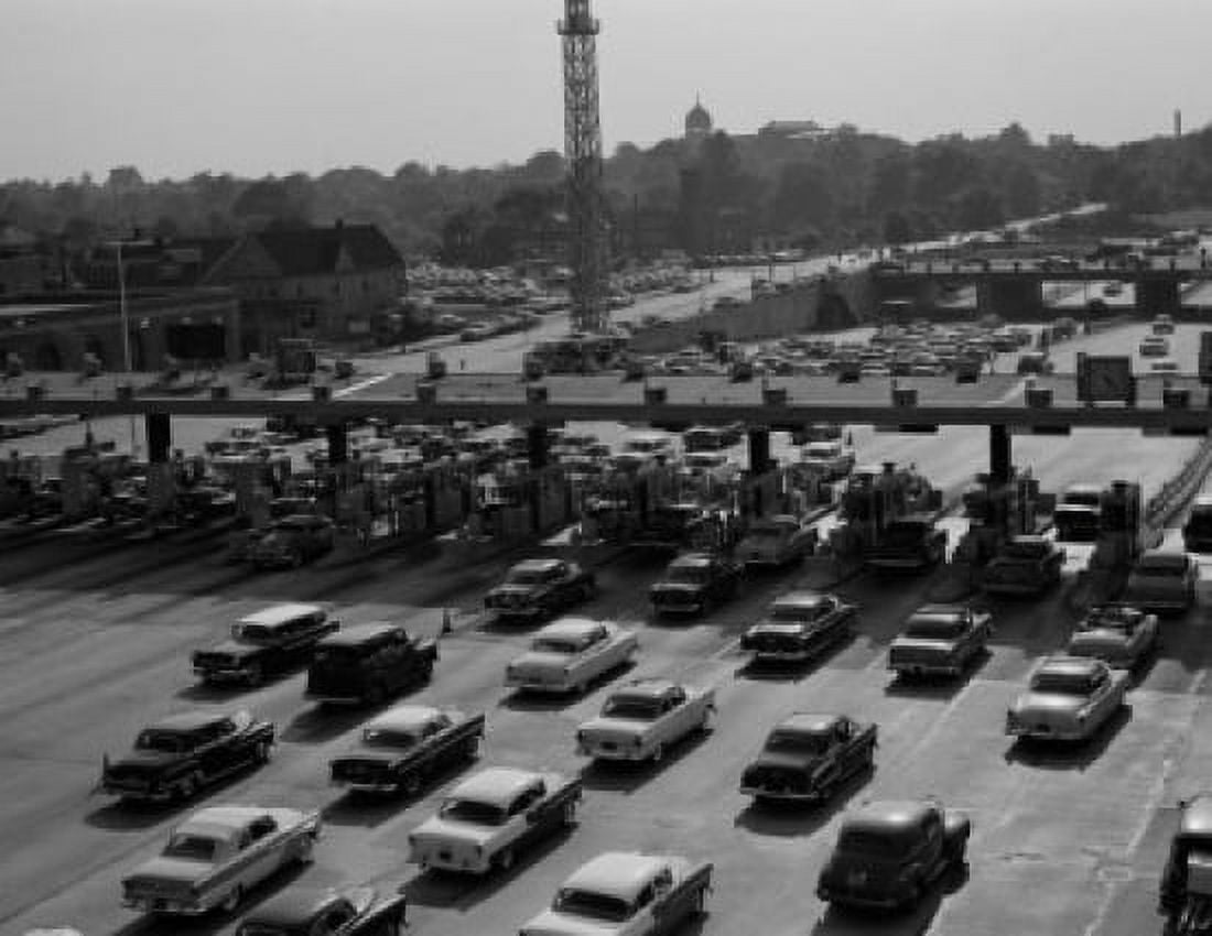 USA traffic entering toll booths at George Washington Bridge Jersey Canvas Art - (18 x 24)