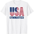 thumbnail image 1 of USA with American Flag Gymnastics Sports T-Shirt mens t shirt，white，women，funny，misfits，men，journey, 1 of 4