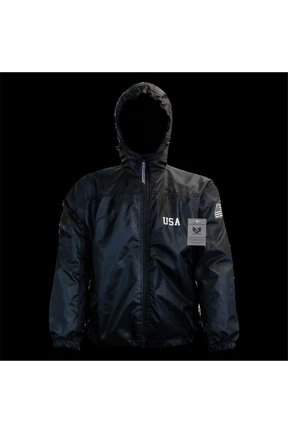 USA with F Solid Wind Breaker Jacket, Black - Medium
