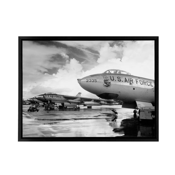 USAF 1950 B 47 Stratojet Bomber Aircraft Black Framed Canvas Art Print 18X24"