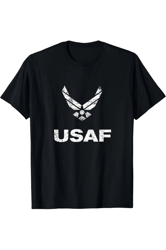 USAF Air Force Distressed Simple Logo Design Military Pride Unisex T-Shirt, S - 5XL