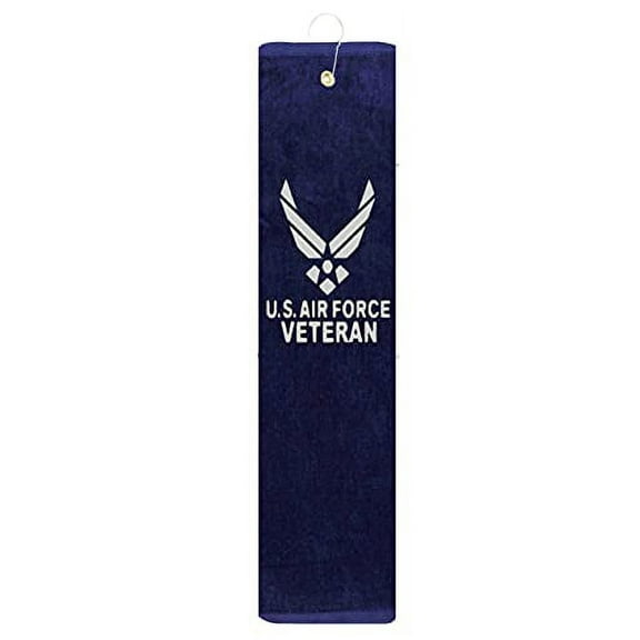 USAF Air Force Veteran Logo Symbol Tri-fold Golf Towel with Grommet & Hook Father's Day Club Ball Tee Golfing Gift Birthday Towel Vinyl GT2614