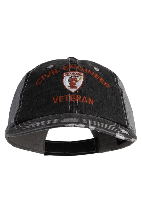 USAF Civil Engineer Veteren Embroidered Low Profile Special Cotton Mesh Cap - Black OSFM