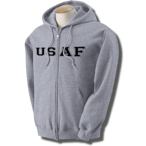 USAF Full-Zip Hooded Sweatshirt in Gray