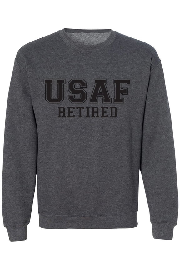 USAF Retired Black logo Military Style PT Crewneck Sweatshirt